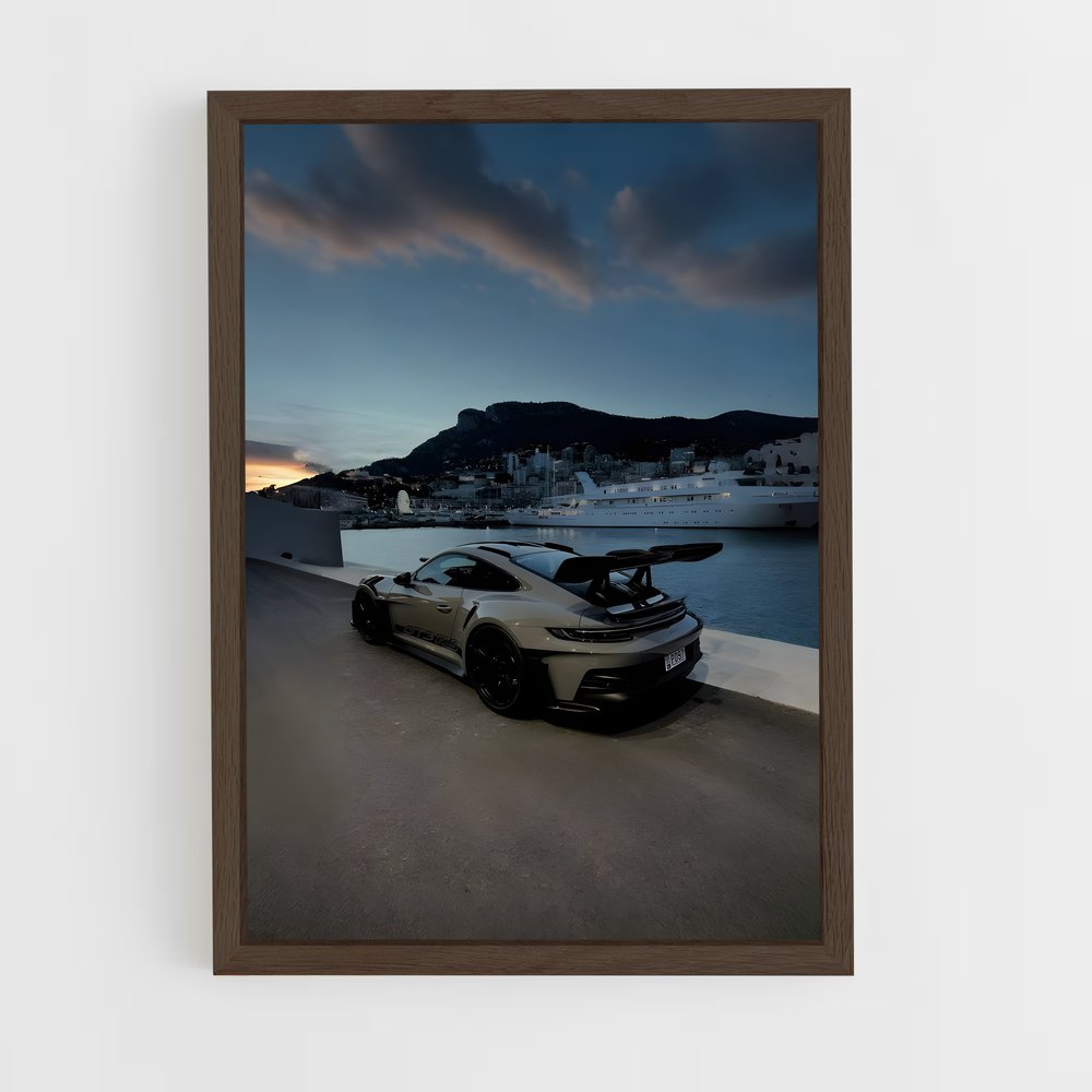 Poster Vitesse Blanc – affiche Porsche (vue 5)